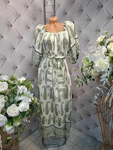 Haljine: Duga haljina sa paisley printom i puf rukavima - Model: maxi haljina — 3