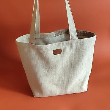 torbe od platna: Ručno šivena tote torba – patchwork dizajn u bež i braon tonovima - — 3