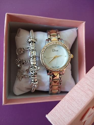 Dior Elegantni ženski set – ručni sat i narukvica u poklon kutiji. -