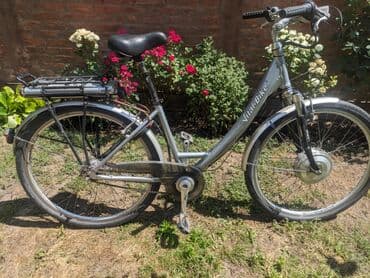 test iz engleskog za 3 razred: Električni bicikl Vital Bike u srebrnoj boji. Ima ram standardne — 1