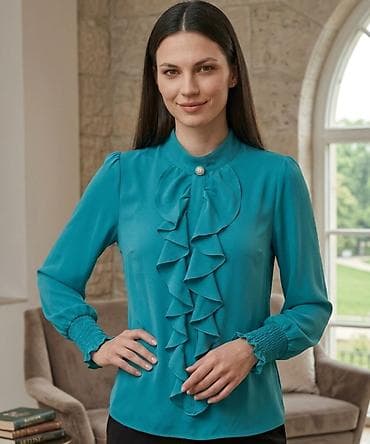 suknje svecane: Elegantna ženska bluza u tirkiznoj boji. - Materijal: lagan, prijatan — 1