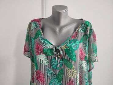 Women's Clothing: 4XL, Polyester, Floral, color - Green — 3