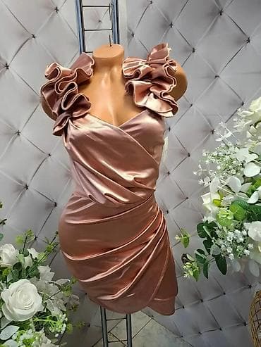 svecane haljinice: Svečana mini haljina od satena sa preklopom - Model: Asimetrična mini — 2