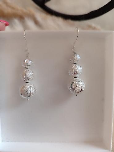 lanac sa krstom: Minđuše zig 925 - Materijal: srebro - Dizajn: viseće minđuše sa tri — 1