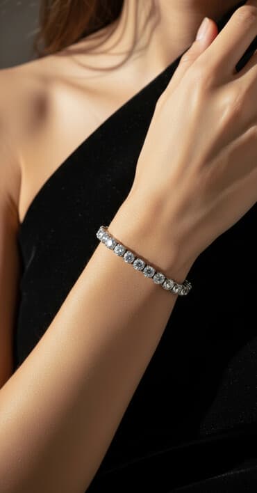 Unisex narukvica od 6mm belog sinetickog cirkona.Sjajni nakit sa belom