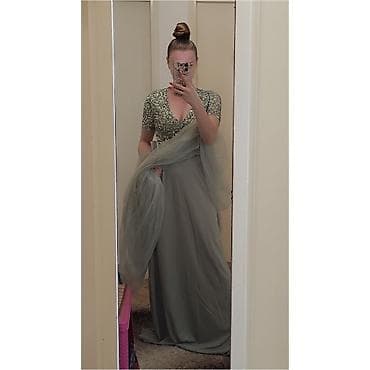 crne sljokicaste haljine: Maya deluxe tall dugačka svečana haljina u boji kadulje (sage green) — 4