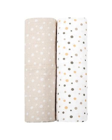 KikkaBoo Pelene od muslina – set 2 kom, 80x80, Dots Beige - Set