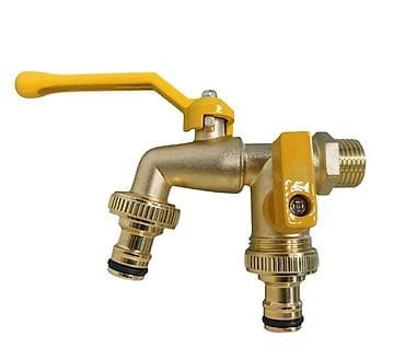 Slavina za dvorište sa 2 izlaza – mesingana ✅ OPIS • Novo