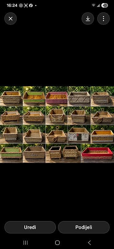 Home & Garden: Ručno rađene dekorativne korpe – drvena podloga + crvenilo - Ručna — 1