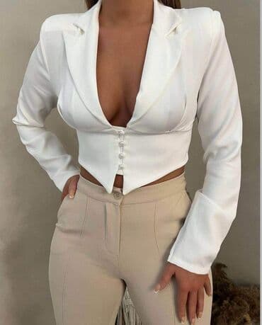 tamno plavi sako: Corset Jacket Velicine:S M L Boje:Bela,Crna,Bež,Pink i Plava — 3