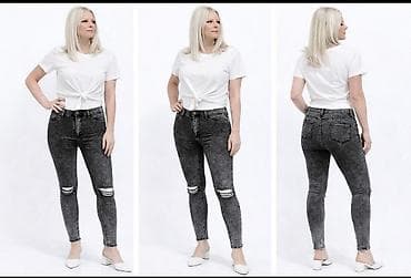 cipele ruma: Ženski skinny farmerki – siva/ugljen oprana nijansa. Vel S - Kroj — 2