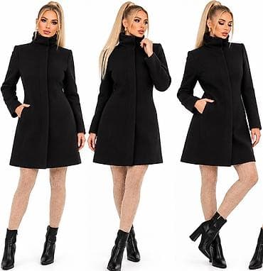 kapa sa usima koje se pomeraju: Ženski kaput – crna boja - Dužina do iznad kolena, elegantna uska — 7