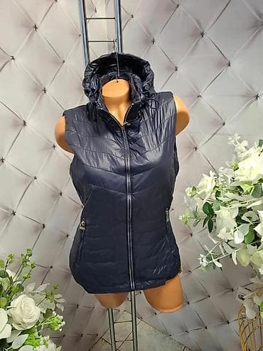 fluo prsluk: Ženska puffer prsluk sa kapuljačom - Model: lagani, prošiveni prsluk — 2