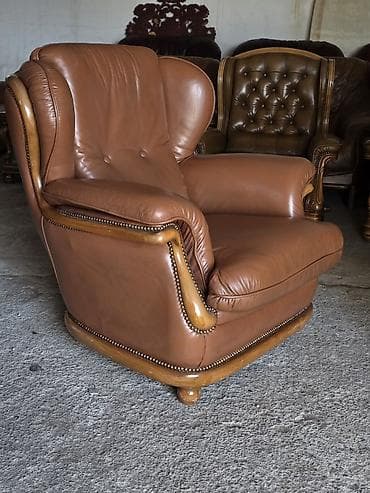 dvosed i dve fotelje: Kožna garnitura za dnevni boravak – set 1 - Sastav: trosed sa tri — 10