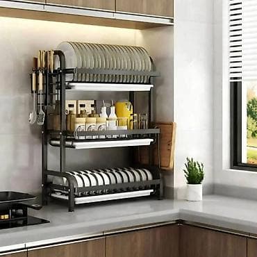 All for country house and garden: Troslojni kuhinjski stalak/ocjeđivač za posuđe sa bočnim držačima - — 2