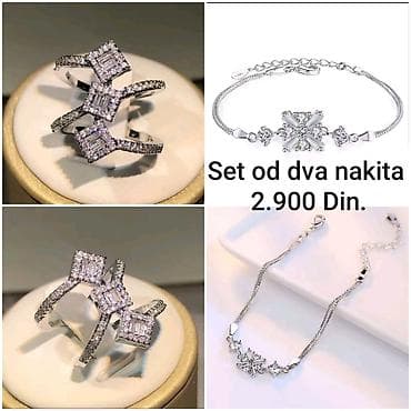 mindjuse uz uvo: Posrebreni set od dva nakita od hirurskog čelika sa žigom S925 — 2