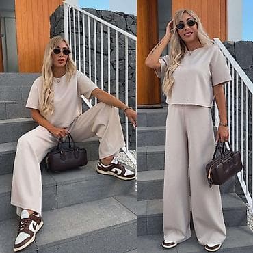 Ženski komplet – oversized majica + široke pantalone gs - Dvodijelni — 1