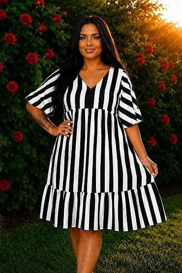 modeli svecanih haljina: 💥Haljina za punije ✨Pruge koje nikad ne izlaze iz mode 💥2XL 3XL 4XL — 4
