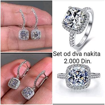 Elegantni posrebreni set od dva nakita – minđuše i prsten - na lalafo.rs Elegantni posrebreni set od dva nakita – minđuše i prsten -