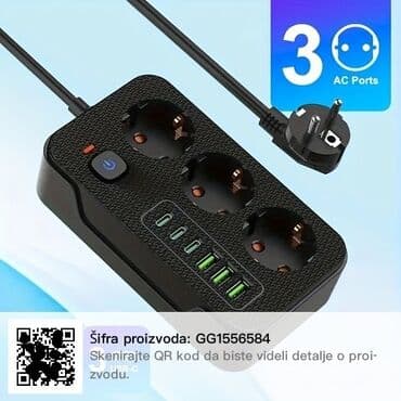 psp 3 cena: Produžni kabal / kabl / kabli EU sa 3 AC šuko + 3 USB- A + 3 USB-C — 1