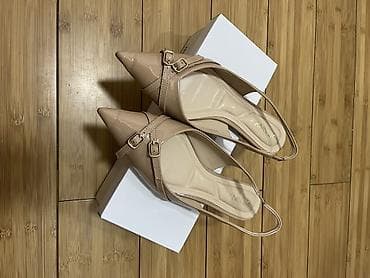 delovi za satove: Elegantne ženske slingback cipele sa špicastim vrhom u nežnoj bež/nude — 1