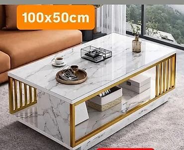 tabure koji se otvara: Klub sto 100 × 50 cm – moderan dizajn sa efektom mermera - Dimenzije — 1