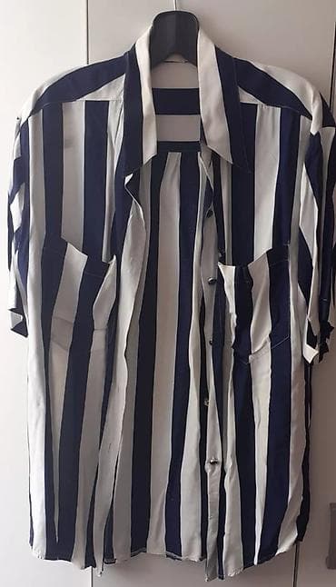 pantalone s: Košulja s vertikalnim prugama, kratki rukav - Stil: klasične — 2