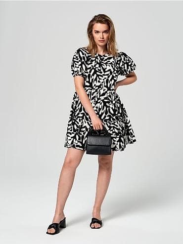 ted baker patike: Crno-bela mini haljina sa apstraktnim printom - Kroj: A-linija — 1