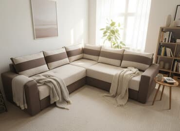 kozne garniture dalas: Ugaona garnitura na razvlačenje - Moderan L‑oblik, kompaktan dizajn — 1