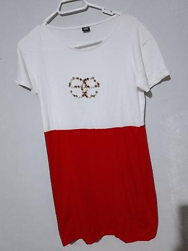 bershka odeca: Haljina sa elastinom, dužina 80 cm. Dvodijelni izgled: gornji deo bele — 2