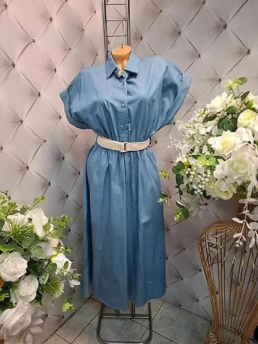 crocs papuce bele: Džins košulja-haljina sa pojasom - Model: midi dužina, A-kroja sa — 3