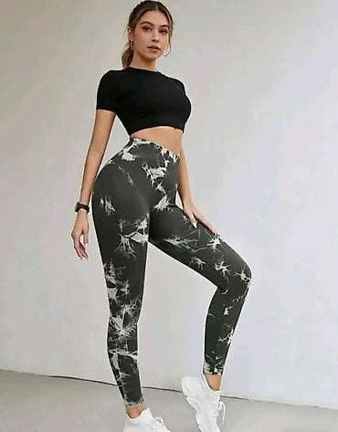 Women's Clothing: Ženske sportske helanke print. - Model visok struk,dužina do članaka — 5