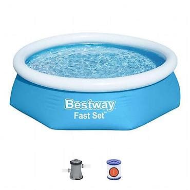 bazeni na naduvavanje: Bazen za decu sa prstenom na naduvavanje Bestway Fast Set 244 x 61 cm — 1