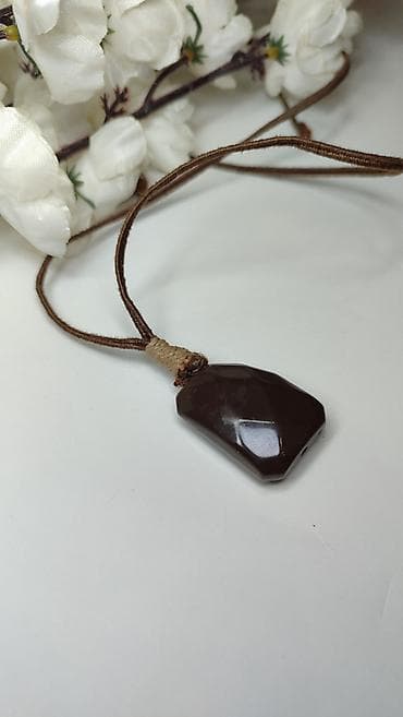 pozlaceni nakit: Ručni privezak/ogrlica sa tamno-braon kamenim privjeskom - Privezak — 3