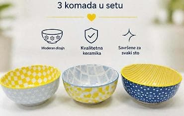 Kuhinjska oprema: Keramičke činije – set od 3 komada - Materijal: kvalitetna keramika — 3