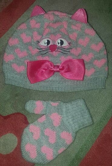 guess kape: Beanie, Scarf, For girls, color - Grey — 2
