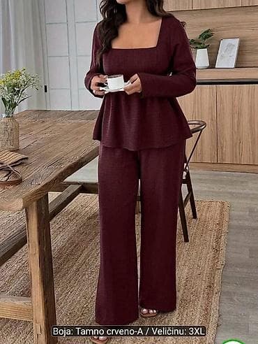 nova torba: Dvoset – bluza i pantalone, boja: tamno crveno-A, veličina: 3XL - — 3