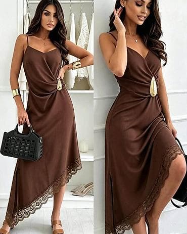 bunda s: Elegantna midi haljina na tanke bretele – Emi Moda, Made in Italy. - — 3