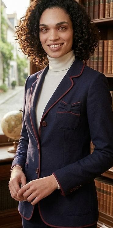 deichmann obuca zene: Elegantni ženski blejzer – tamnoplavi - Klasičan kroj sa jednim redom — 1