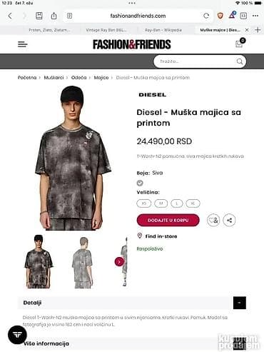 dri fit majice: Majica na kratke rukave, M, Diesel, bоја - Crna, Pamuk — 3