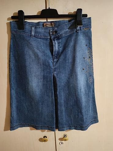 Džins suknja Maxer - Klasična teksas suknja srednje dužine, blago