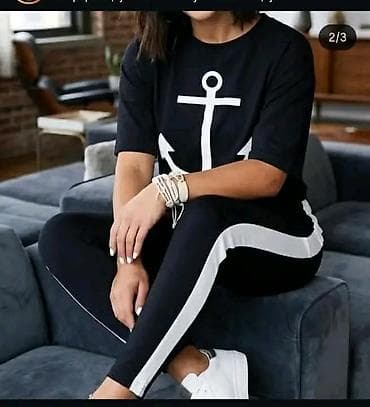 oysho komplet trenerke: Ženski dvodelni set – majica i trenerka, mornarski stil - Gornji deo — 2