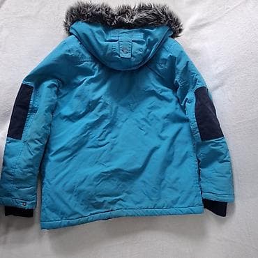 drvena kuhinja za decu: Dečija zimska jakna Okadi (Okaïdi), tirkizno-plava sa tamnoplavim — 2