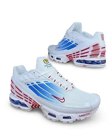 orange obuca: Nike Air Max Plus (Tn) patike – bele sa plavim i crvenim detaljima - — 1