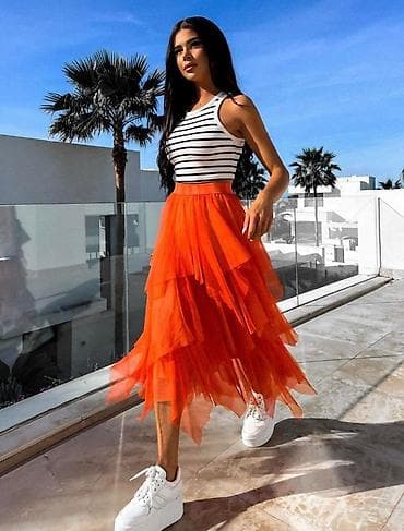 kamuflazno odelo: Ženska suknja od tila – višeslojni asimetrični kroj - Materijal — 1