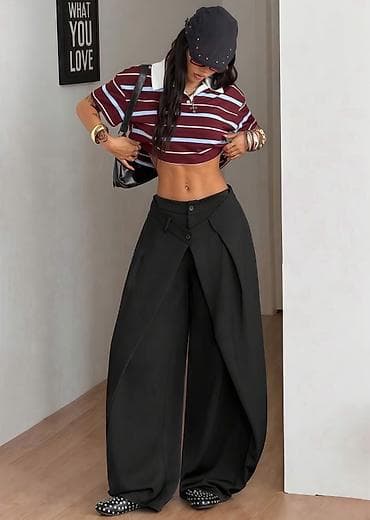 kp haljine: Ženske pantalone širokog kroja sa preklopom – statement model 2400din — 7