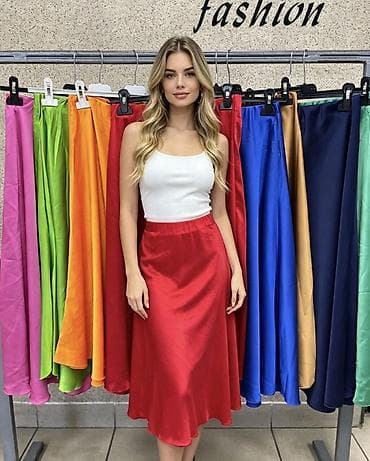 ✅Satenaste midi suknje – A‑kroja✅