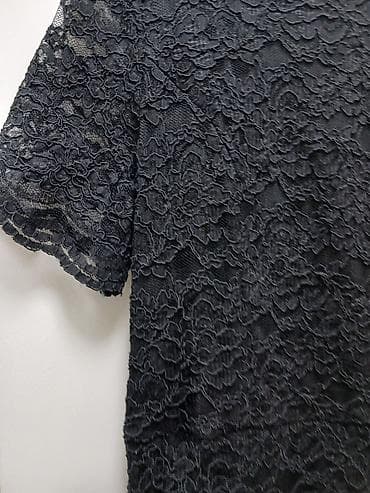 haljine elegantne: Crna čipkana haljina - Elegantna crna haljina sa bogatom cvetnom — 1