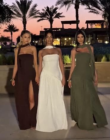 odeca za more: ✨Elegantna duga večernja haljina sa visokim šlicem i efektom — 5