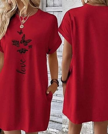 Haljine: Ženska ležerna mini haljina sa kratkim rukavima i džepovima. Ravan — 7